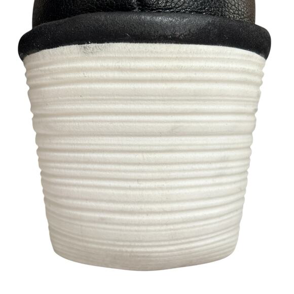 FLY London Yake Perforated Leather Wedge Sandals Black‎ Nubuck Sz 40 White Sole - Picture 10 of 16